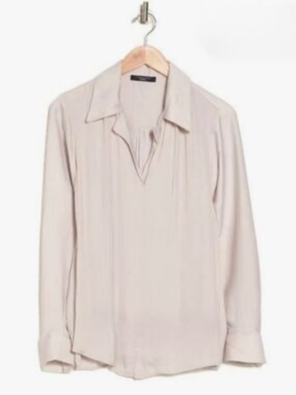 T Tahari Women’s Pale Platinum Satin Poet Blouse